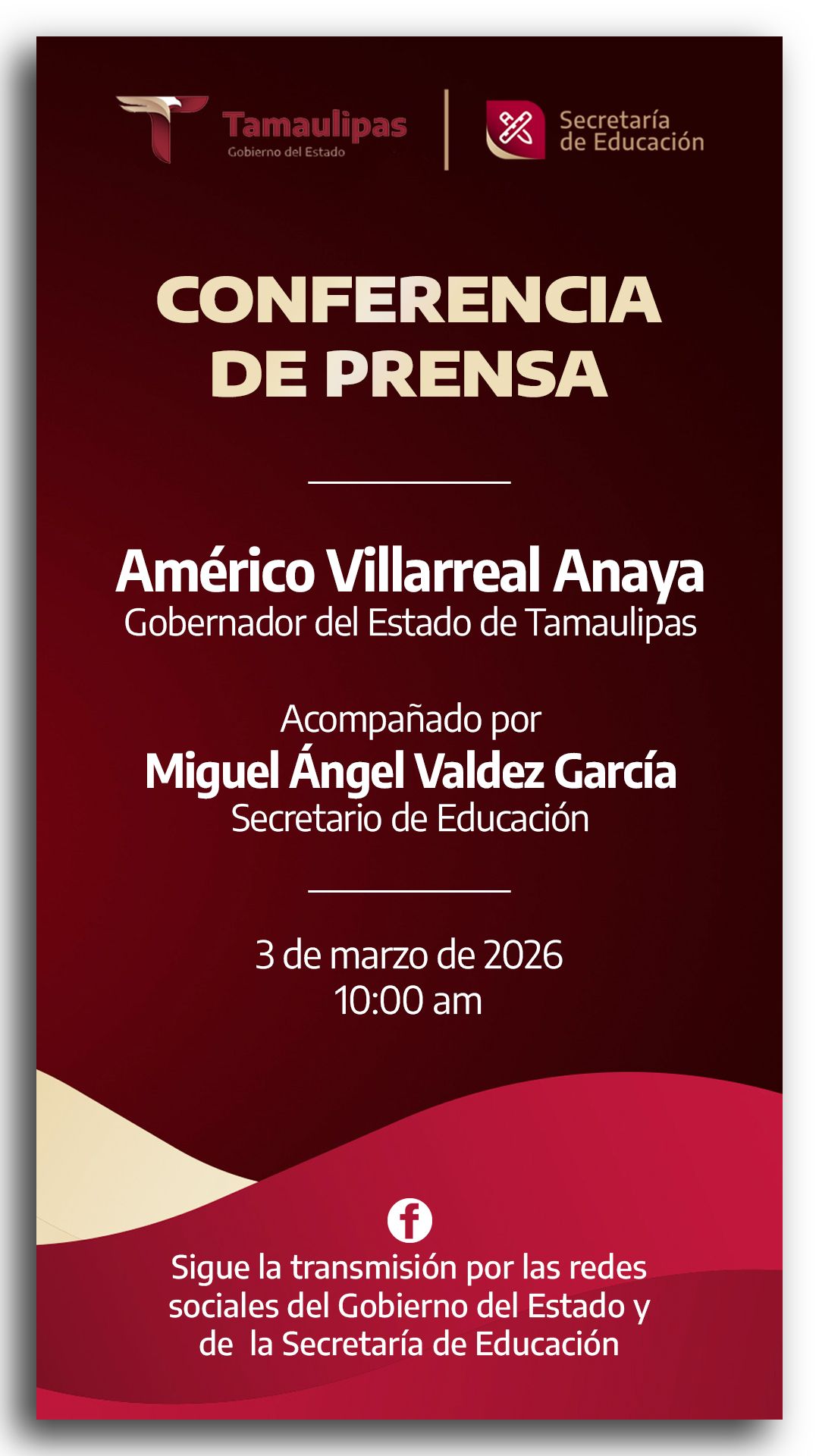 Conferencia de prensa del Gobernador de Tamaulipas Dr. Américo Villarreal Anaya
